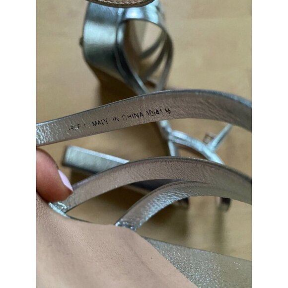 CHINESE Laundry New "Amella" Ankle Strap Silver Platform Sandal Heel - Picture 9 of 10
